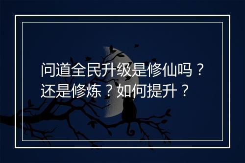 问道全民升级是修仙吗？还是修炼？如何提升？